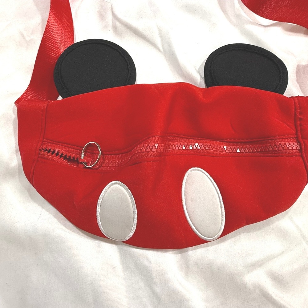 Disney Store Mickey Mouse Red Shorts Fanny Pack Waist Bag with 3D Ears One Size - Picture 3 of 8